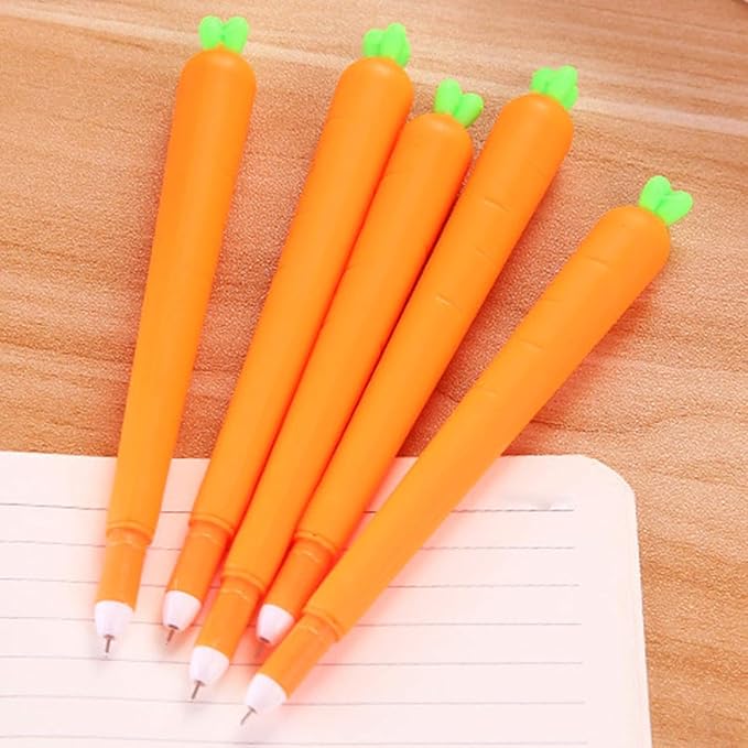 Jowxsx 3Pcs Orange School Company Writing Gel Pen, Creative Classic Cute Gel Pen to Write Smoothly Funny Carrot 0.5mm Black Gel Ink Pen Office School Supply Creative Gift Writing Correction Supplies