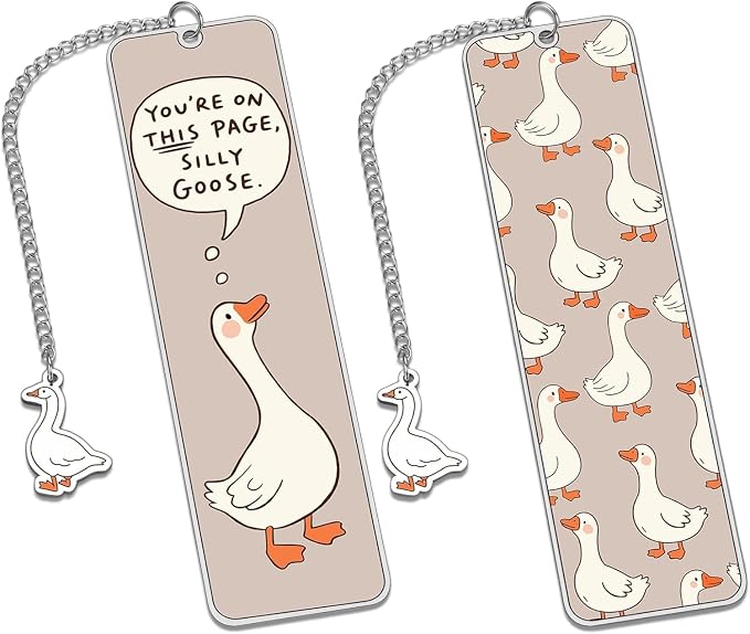 Light Brown Cute Bookmark for Women Silly Goose Gift Metal Bookmark for Students, Teachers, and Readers Funny Bookmarks Gift Page Markers Study Stationery, Office Supplies (Light Brown)