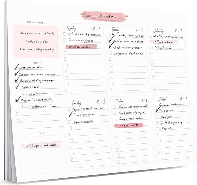 Lamare Weekly Planner Notepad – Premium Undated Weekly To Do List Notepad for School, Home & Office Day Planner, Desk To Do List Pad and Productivity Planning Pad