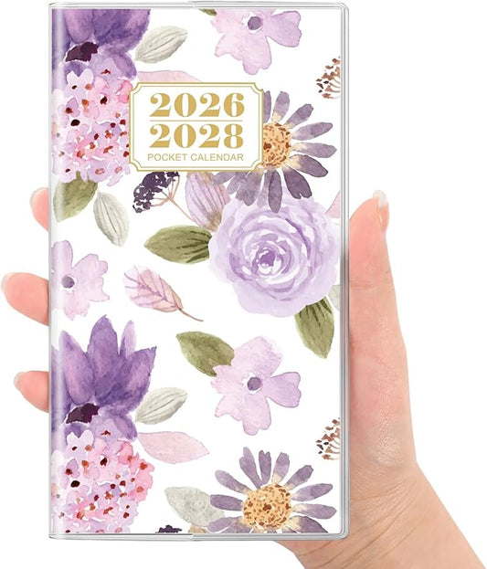SKYDUE Pocket Calendar 2026-2028, Pocket Monthly Planner Jul 2026 - Dec 2028 for Purse, 6.7" X 3.8" 30-Month Small Planner, Academic Year Calendar, Compact Design with Plastic Sleeve