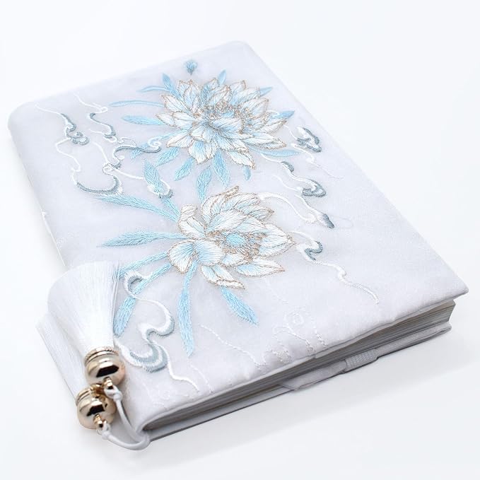 BLBMH 5.5x8.5 Fabric Bible Cover Non-Stretch | Built-in Bookmark | Handmade Washable Book Sleeve for Paperback Journal Privacy Reading Gift for Women - Epiphyllum