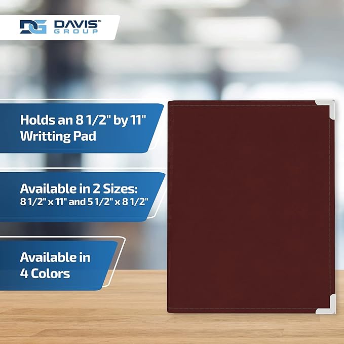 Executive Notebook Portfolio, VIP Faux-Leather Padfolio for Women and Men, Includes 8.5-by-11-Inch Writing Pad, Burgundy