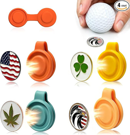American Flag Golf Marker Hat Clip, Magnetic Ball Marker, Bookmark Clips Magnetic, US Flag Hat Clips Set, Party Favors Adults, Bookish Gift (4-Pack)