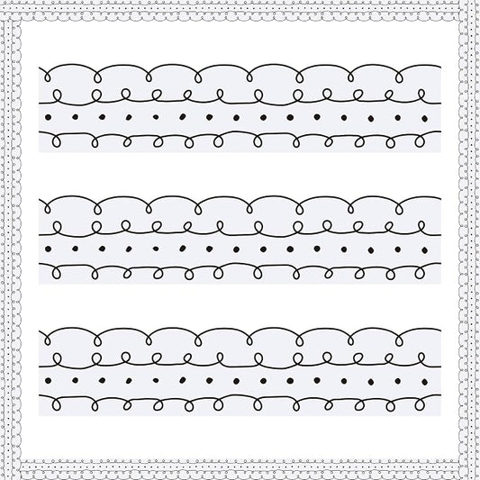 Leinuosen 50.5 ft Bulletin Board Border 44 Pcs Squiggles and Dots Die Cut Border Trims with 20 Sheet Glue Point Dots Bulletin Back to School Decoration for Classroom School Office(White with Black)
