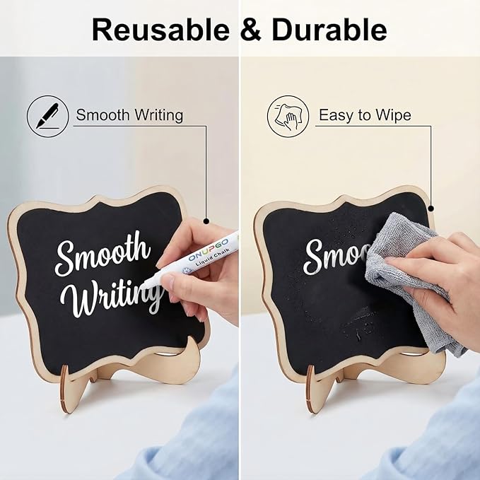 Mini Chalkboard Signs, 20 Pack Small Chalkboard Labels Table Signs with Easel Stand, Wooden Blackboards for Wedding Decor, Party Buffet Display, Place Cards, Food Labels