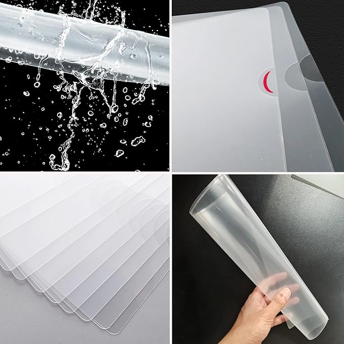 200 Pack Document Clear Plastic Folder Copy Safe Project Pocket L-Type US Letter Size A4 Paper Sleeves Folders in Transparent with 30 Pieces Index Tabs