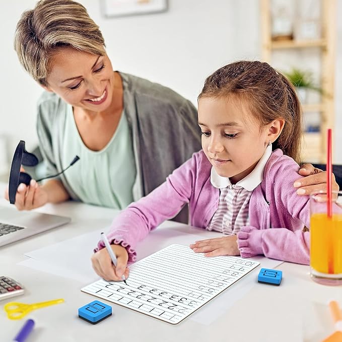 Scribbledo 10 Pack Dry Erase Handwriting Practice for Kids 9 x 12 Inch Letter Alphabet Tracing Board Whiteboard for Kids Ages 3-5 Write and Wipe Alphabet Practice Cards Letters & Erasers