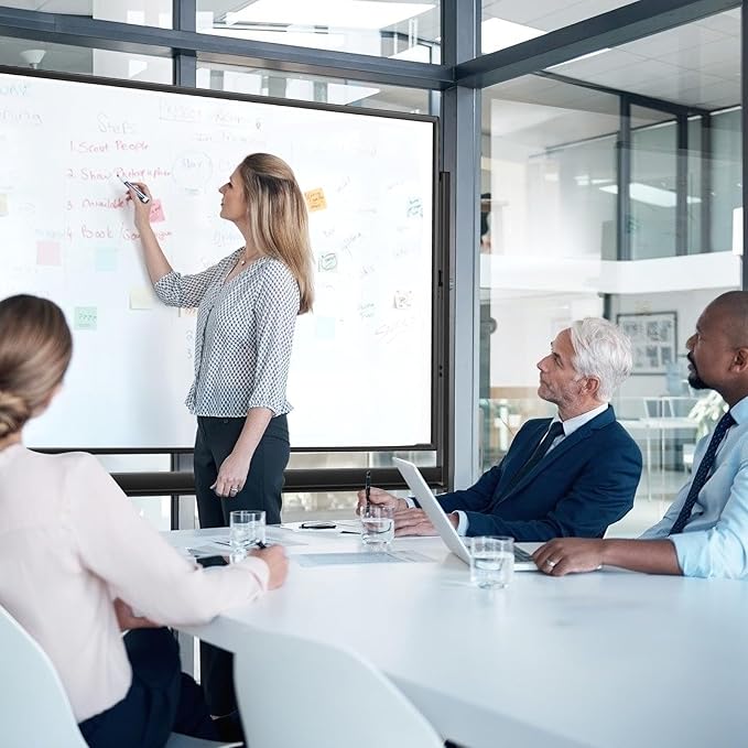 BIBOC Large White Board 32x48 Inches - Mobile Rolling Whiteboard on Wheels, Double-Sided Height Adjustable Dry Erase Board with Stand for Office, School, Home