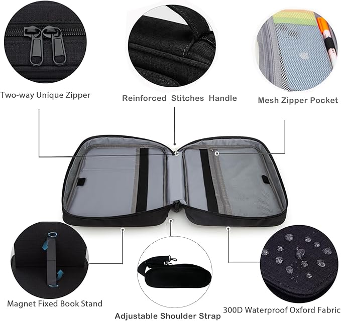 Bible Covers for Men & Women, Bible Case Carrying Church Bag with Book Stand, Bible Bag with Handle, Zipper and Multi-Pockets for Scripture Study Bible Protector