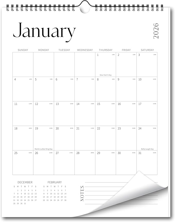 Aesthetic Wall Calendar 2026, 18 Monthly Vertical Calendar January 2026 to June 2027, 15" x 10" Modern Wall Hanging Calendar for School, Home, Office for Monthly Organizing & Planning