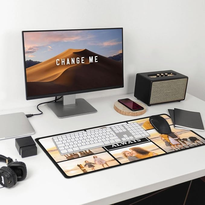 Custom Desk Mat, Customized Large Mouse Pad with 6 Photos, Desk Pad for Keyboard Mouse, 16 * 29.5in Gaming Pad, Love Always, Desk Accessories for Men, Computer Desk Mat, Birthday Gift for bf