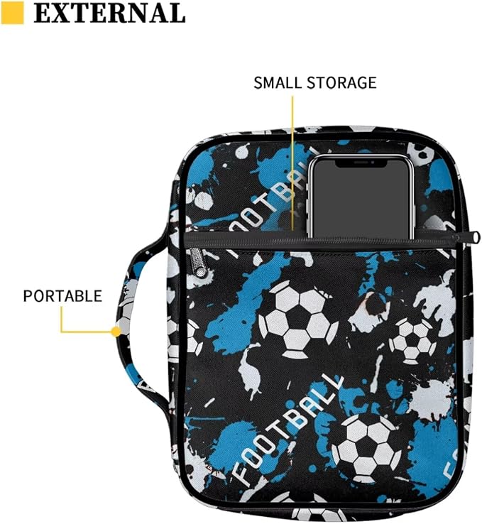 Coldinair Football Color Splatter Bible Bag for Boys Teen - Kids Bible Carrying Case Holder for Boys Carrying Book Case Church Bag with Handle and Zippered Pocket