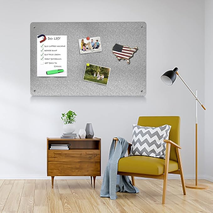 17.7" x 11.8" 2 Pack Metal Magnetic Board - Magnet Bulletin Board to Display Magnetic Letters Numbers Animal, Poetry, Spice Jars, Notes, Photos, Suitable for Wall, Refrigerator, Cubicle, Cabinet