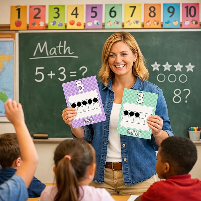 Dunzoom 26 Pcs Checkers Straight Number Card for Classroom Wall 5.9" x 7.8" Checkered Math Number Chart 0-25 Math Wall Decor Preschool Kindergarten Teacher Supplies for Back to School Bulletin Board