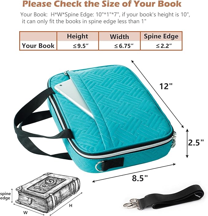 Aplufine Large Bible Case for Women-Bible Covers-Bible Carrying Case-Book Bags and Totes for Women with Detachable Shoulder Strap, Bible Gift