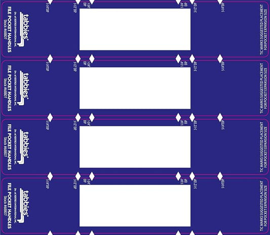 Tabbies File Pocket Handles, 9.63 X 2, Dark Blue/White, 4/Sheet, 12 Sheets/Pack
