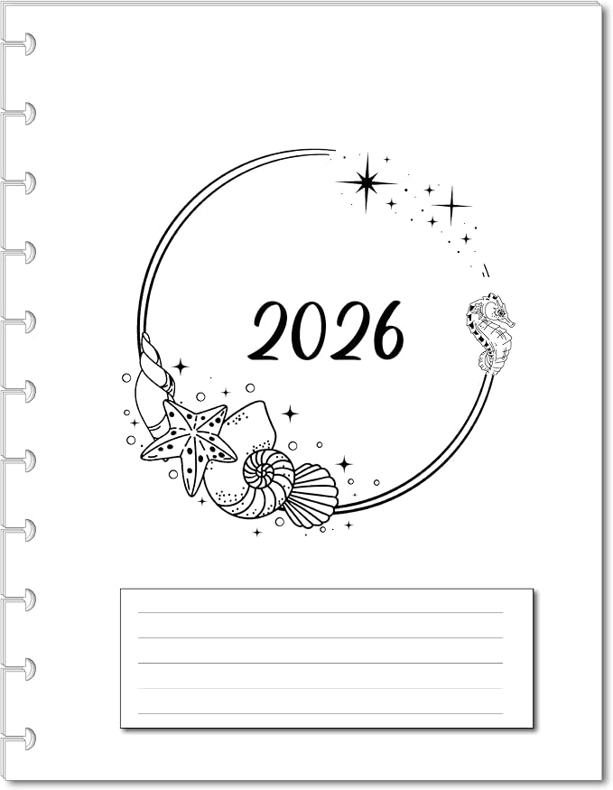 2026 Monthly Planner Calendar Refills for 7,8,9,11 Disc Mini, Classic, Skinny, Junior, Big size Discbound, Happy Planners, Loose-Leaf Inserts, 12 Month (11 Disc Letter, Ocean)