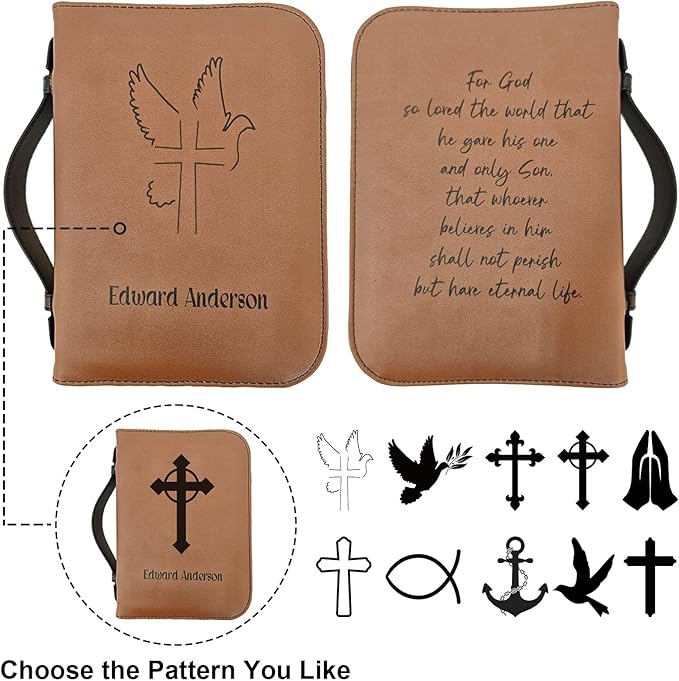 Personalized Bible Cover Custom Leather Bible Case with Handle Bible Study Accessories Supplies Christian Gifts
