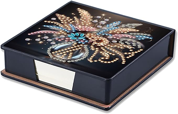 Vase Diamonds Painting Kit Note Box,Memo Paper Storage Box Diamond Art,Sticky Note Holder Diamond Art,Diamond Painting Memo Pad For Office Desk. (Vase)
