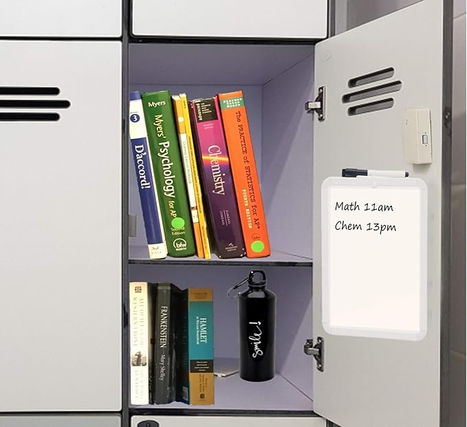 Magnetic Dry Erase Board for School Locker, 8.5" x 11", White-Framed with Marker and 2 Magnets - Small Whiteboard for School, Home, Office, Travel