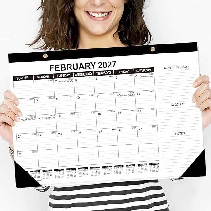 GuassLee Desk Calendar 2026, 3 Packs, 19 Months Calendar 17" × 11.5" Desk Calendar from Jun. 2026 to Dec. 2027 with Julian Date, To-do List, Notes, Monthly Goals, for Home School Office