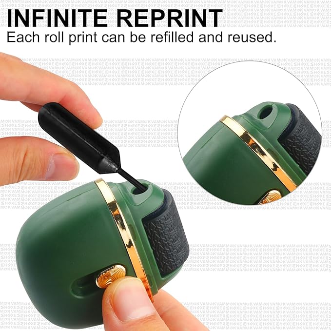 Lomil Identity Protection Roller Stamps 2 Pack - Confidential Roller Stamp with 4 Refills - Wide Identity Theft Protection Stamp for ID Blockout, Privacy & Security(Green)