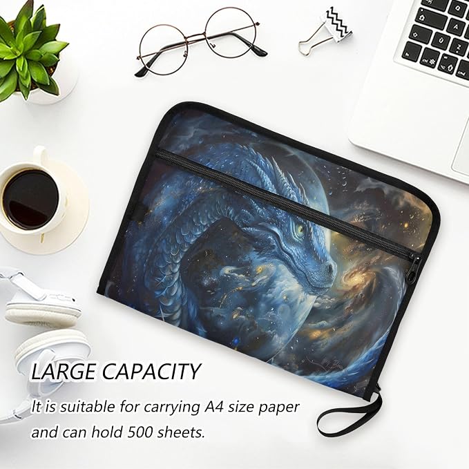 ALAZA Blue Dragon Galaxy 13 Pocket Expanding File Folder with Labels, Accordion File Folder File Organizer Letter A4 Paper for Office School Student