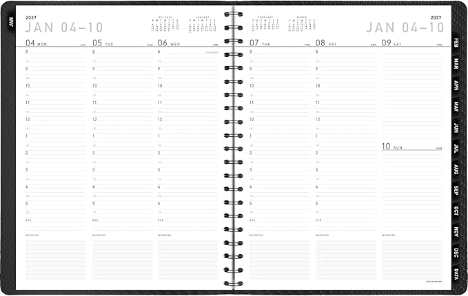 AT-A-GLANCE 2027 Appointment Book Planner, Weekly & Monthly, 8.25" x 11", Half-Hourly, Contemporary, Charcoal (70950X4527)
