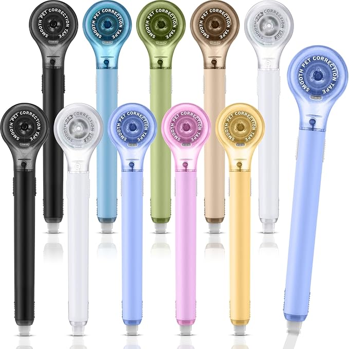 Gersoniel 10 Pack Correction Tape Pen Correctional Ink Tape Push Pull Protective, Easy to Use Applicator for School Office Supplies, 0.2 x 236 Inch(Multicolor Color)