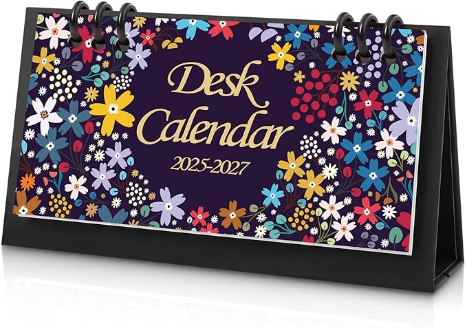 KONVINIT Desk Calendar 2025-2026, 6.3" x 3.1", 2026 Desk Calendar - Runs From Sep. 2025 Until June. 2027, 24 Months Small Desktop Calendar for School, Home and Office Supplies