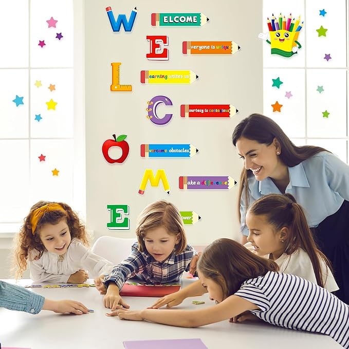Yewfold Classroom Door Decor, Welcome Bulletin Board Decorations Set,Classroom Wall Decor for Elementary Middle School Teacher Supply (Welcome)
