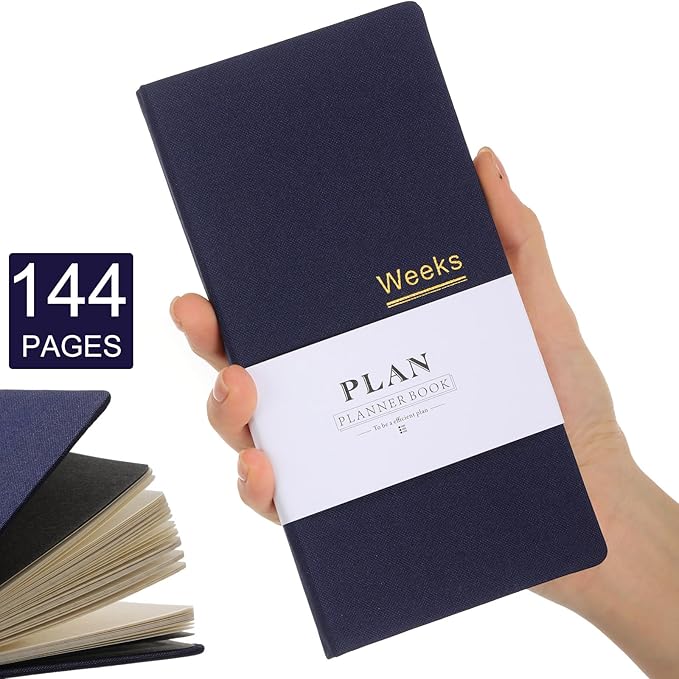 Fuyoooo 1 Pcs Weeks Planner Gift for Christmas, A6 / 3.9x7.4 inch Portable Planner Undated Pocket Size Calendar Year Month Week Mini Slim Notebook Journal Schedule for Traveler Office (Olive Green)