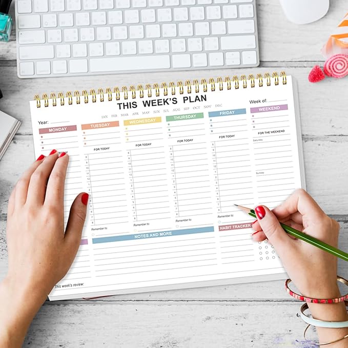 (3-Pack) Undated Weekly Planner - 8.5" x 11" Undated Daily Productive Weekly To Do List Notepad for Home, Work, School, Projects, 52 Weeks, Clean Colorful Design