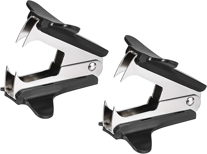 MECCANIXITY Staple Remover Tools, Staplers Puller Steel Jaw for Office Home Desktop Accessory, Black Pack of 2