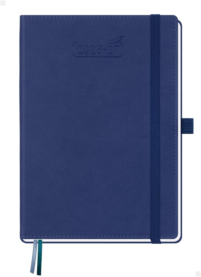 BEZEND Weekly Planner 2026-2027 (6" x 8.5") with Hourly Timeslots (Jul 26-Dec 27) 18 Months Academic Calendar & Monthly Tabs, Ideal for Students, Work & Home, PU Leather Hardcover -Blueberry