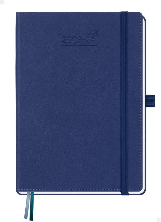 BEZEND Weekly Planner 2026-2027 (6" x 8.5") with Hourly Timeslots (Jul 26-Dec 27) 18 Months Academic Calendar & Monthly Tabs, Ideal for Students, Work & Home, PU Leather Hardcover -Blueberry