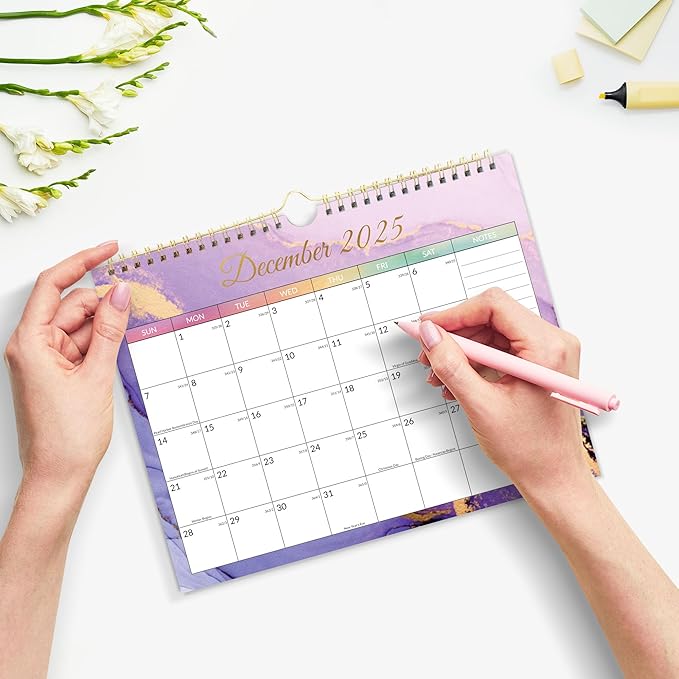 SUNEE 2026 Wall Calendar- 18 Months Calendar Oct. 2025 - Mar. 2027, 11"x8.5" Big Grid Hanging Calendar with Note for Organizing & Planning,