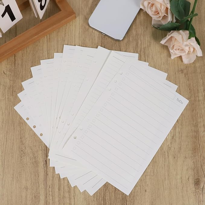Multibey A5 Refill Paper, 3-Pack Planner Insert for A5 Binder, 100GSM Thick Refillable Paper 6 Hole Filler Inserts Loose Leaf Paper 135 Sheets (270 Pages), Blank/Lined/TO DO Inserts Paper