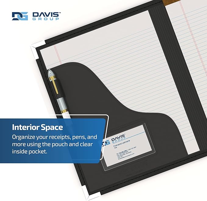 Executive Notebook Portfolio, VIP Faux-Leather Padfolio for Women and Men, Includes 8.5-by-11-Inch Writing Pad, Black
