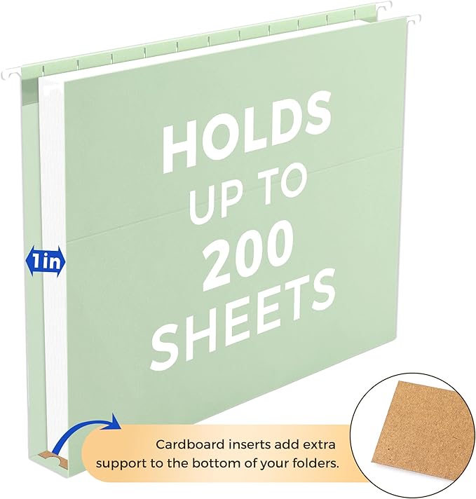 SUNEE Hanging File Folders Letter Size, Pastel Colors, 25 Count Letter Size File Folders with 1/5-cut Tabs, Heavy Duty 1 Inch Expansion, Stay Organized for Your Home and Office Bulk File