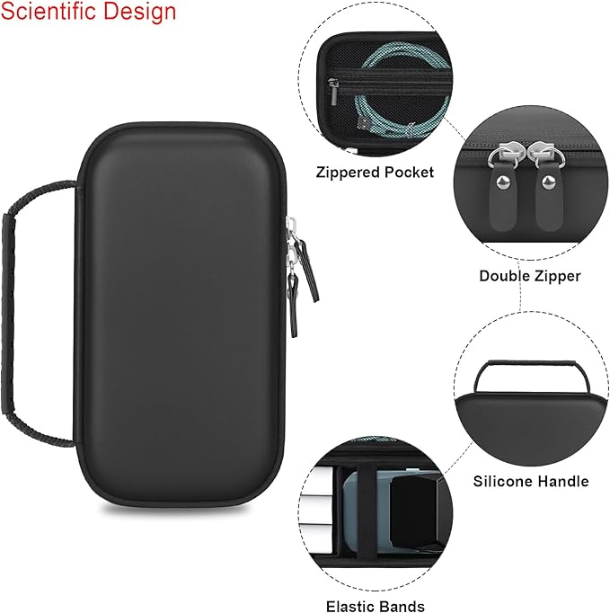 Elonbo Carrying Case for NIIMBOT B1 Label Maker Machine, Portable Mini Wireless Bluetooth Label Printer Travel Bag, Small Handheld Labeler Storage Holder, Mesh Pocket Fits Label Paper, Black