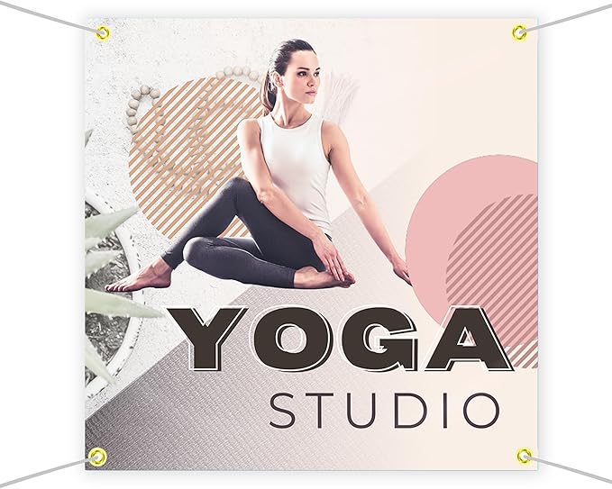 Yogga Studio Large Banners and Signs for Outdoor by Mavis Printing-Polyester Banner with 4 Holes for Easy Hang Indoor & Outdoor|4x1 Feet HD Print Sign to Promote Church| Made in USA