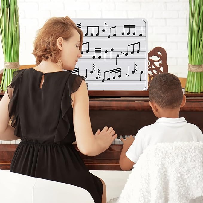 Henoyso 24 Pack Double Sided Dry Erase Music Staff Whiteboard 9x12 Inch Reusable Lapboard with 24 Erasers Portable Classroom Supplies for Students Kids Teachers Musicians Practice