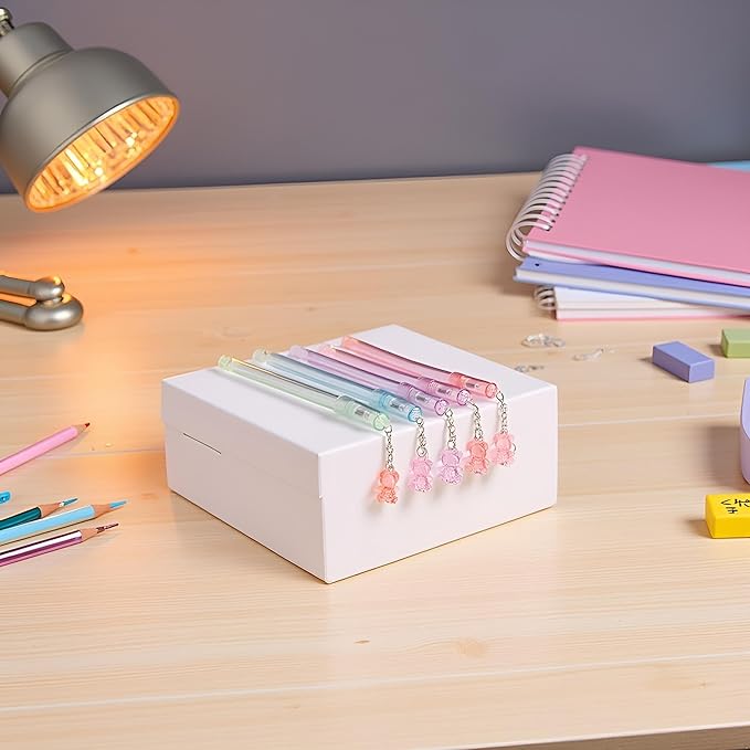Gel Pen Pendant Pen Cute Drifting Bottle Bear Pendant Gel Pen Stationery Sweet Lovely Erasable Pens School Office Supplies Rollerball Pens(bear random 1pc)