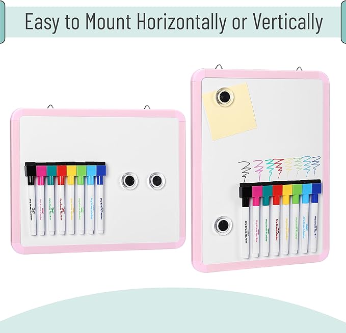 Mr. Pen- Small Dry Erase Board, 12.5x9.5 Inches, Whiteboard with 8 Fine Point Dry Erase Markers and 2 Board Magnets, Magnetic Small White Board for Students, Home, Office and Classroom