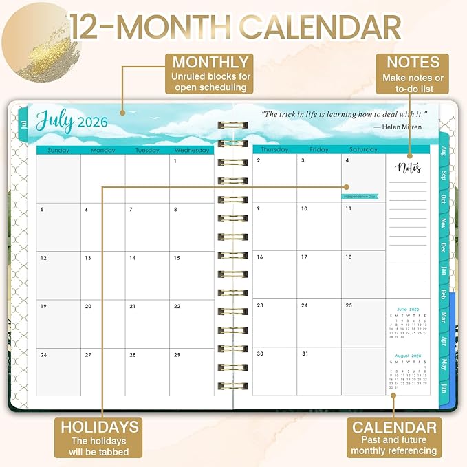 2026-2027 Planner - 2026-2027 Academic Planner Weekly and Monthly from JUL.2026 - JUN. 2027, 6.4" x 8.5", Academic Year Calendar 26-27 with Monthly Tabs, Sturdy Cover, Premium Paper, Strong Twin-wire, Back Pocket