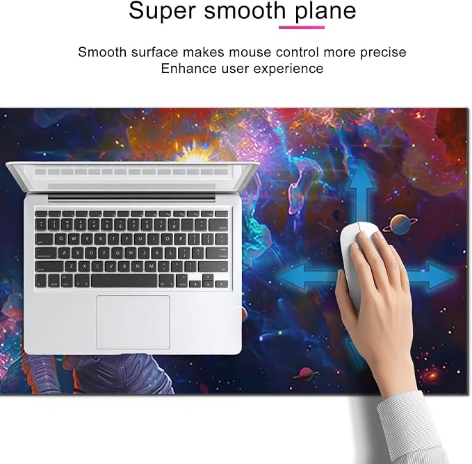HOMETITUTE XL Mouse Pad 31.5 x 11.8 in Space Astronaut Desk Mat Large Extended Keyboard Mousepad Non Slip Waterproof Nebula Design for Gaming Office Home