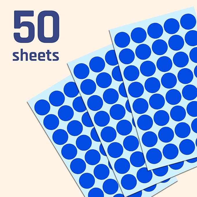 2000 Pack, 3/4" Round Dot Stickers Circle Labels - Blue