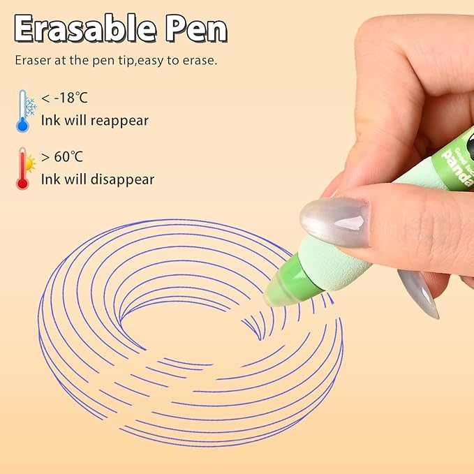 8Pcs Erasable Gel Ink Pens, Cute Retractable Pen with Erasers, 4 Black & 4 Blue Pen Set, 0.5mm Fine Tip Smooth Writing Pens, Comfort Grip for Note Taking and Crossword Puzzles (Green)