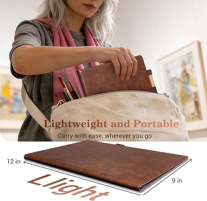 CoBak 2 Sides Portable White Board 12x9 inch (A4) - Notebook Design Dry Erase Board with Pocket and 3 Markers, Anti-Ghosting Set for Office, School, Homeschool (Brown)